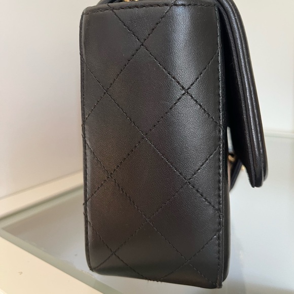 Authentic Chanel Lambskin Quilted Medium Elegant CC Flap Brown Black - Picture 2 of 9